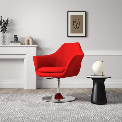Manhattan Comfort - Kinsey Wool Blend Accent Chair with Metal Legs in Red and Polished Chrome - Set of 2 - 2-AC039-RD veiw 6