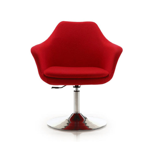 Manhattan Comfort - Kinsey Wool Blend Accent Chair with Metal Legs in Red and Polished Chrome - AC039-RD veiw 2