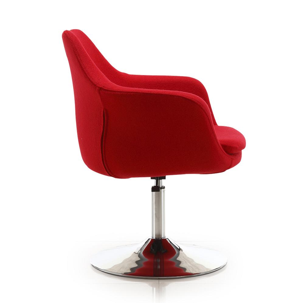 Manhattan Comfort - Kinsey Wool Blend Accent Chair with Metal Legs in Red and Polished Chrome - AC039-RD veiw 3