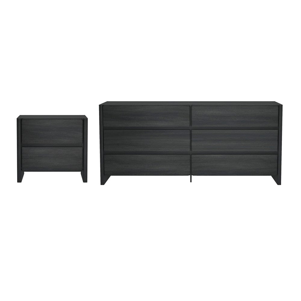 Manhattan Comfort - Linda 2-Piece Double Wide Dresser and Nightstand in Charcoal Grey - BR1658-1 veiw 1
