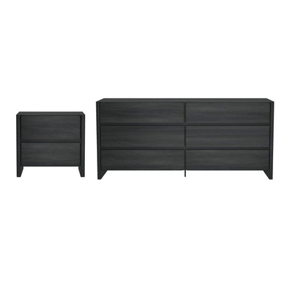 Manhattan Comfort - Linda 2-Piece Double Wide Dresser and Nightstand in Charcoal Grey - BR1658-1 veiw 1