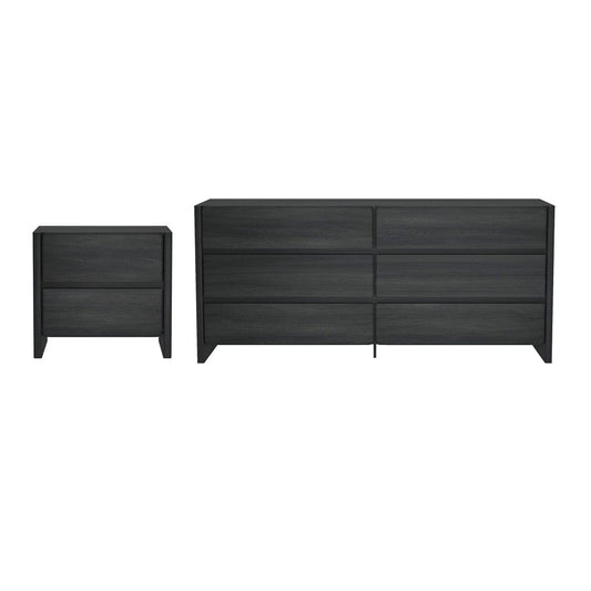 Manhattan Comfort - Linda 2-Piece Double Wide Dresser and Nightstand in Charcoal Grey - BR1658-1 veiw 1