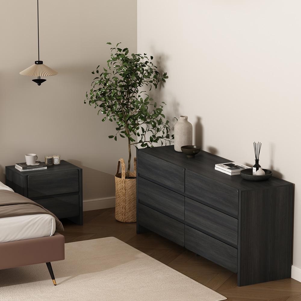 Manhattan Comfort - Linda 2-Piece Double Wide Dresser and Nightstand in Charcoal Grey - BR1658-1 veiw 6