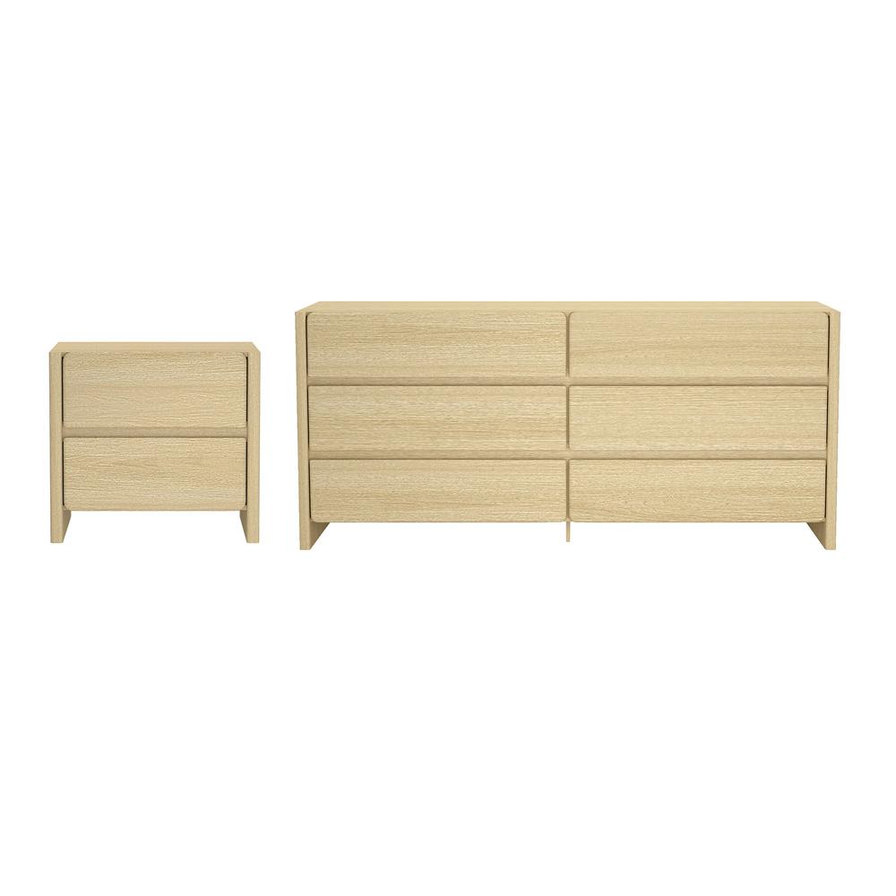 Manhattan Comfort - Linda 2-Piece Double Wide Dresser and Nightstand in Natural Oak - BR1658-2 veiw 1