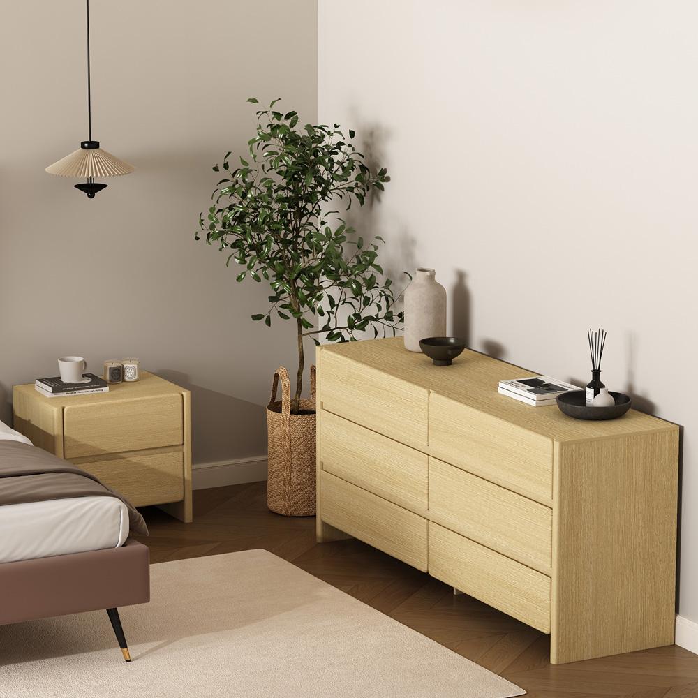 Manhattan Comfort - Linda 2-Piece Double Wide Dresser and Nightstand in Natural Oak - BR1658-2 veiw 6