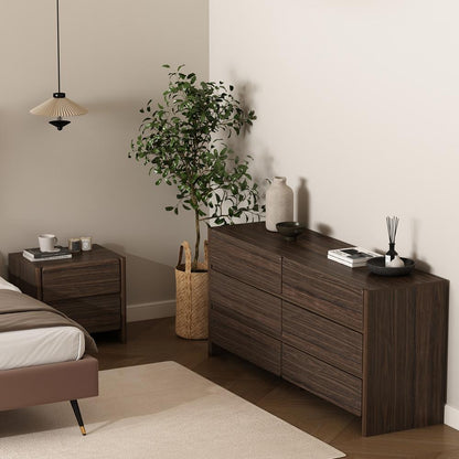 Manhattan Comfort - Linda 2-Piece Double Wide Dresser and Nightstand in Walnut Brown - BR1658-3 veiw 5