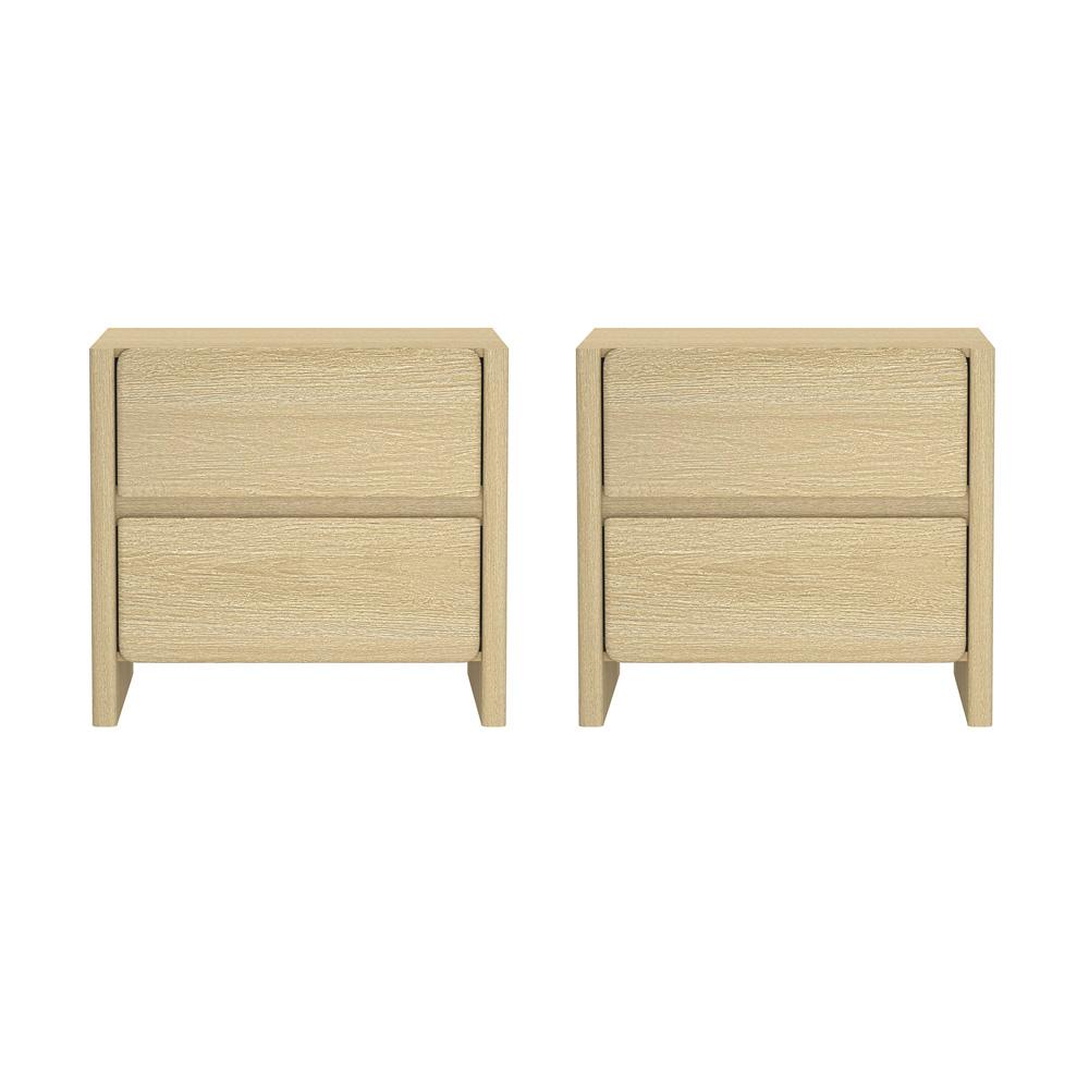 Manhattan Comfort - Linda 24in Nightstand in Natural Oak (2-Drawer) - Set of 2 - 2-NS015-NA veiw 1