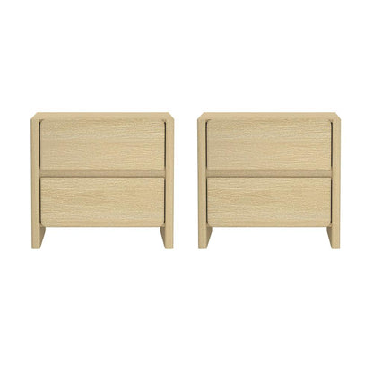 Manhattan Comfort - Linda 24in Nightstand in Natural Oak (2-Drawer) - Set of 2 - 2-NS015-NA veiw 1