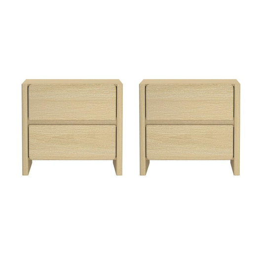 Manhattan Comfort - Linda 24in Nightstand in Natural Oak (2-Drawer) - Set of 2 - 2-NS015-NA veiw 1