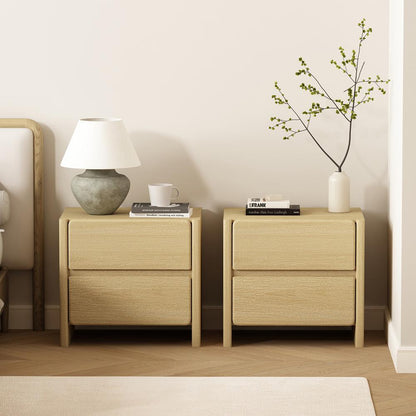 Manhattan Comfort - Linda 24in Nightstand in Natural Oak (2-Drawer) - Set of 2 - 2-NS015-NA veiw 8