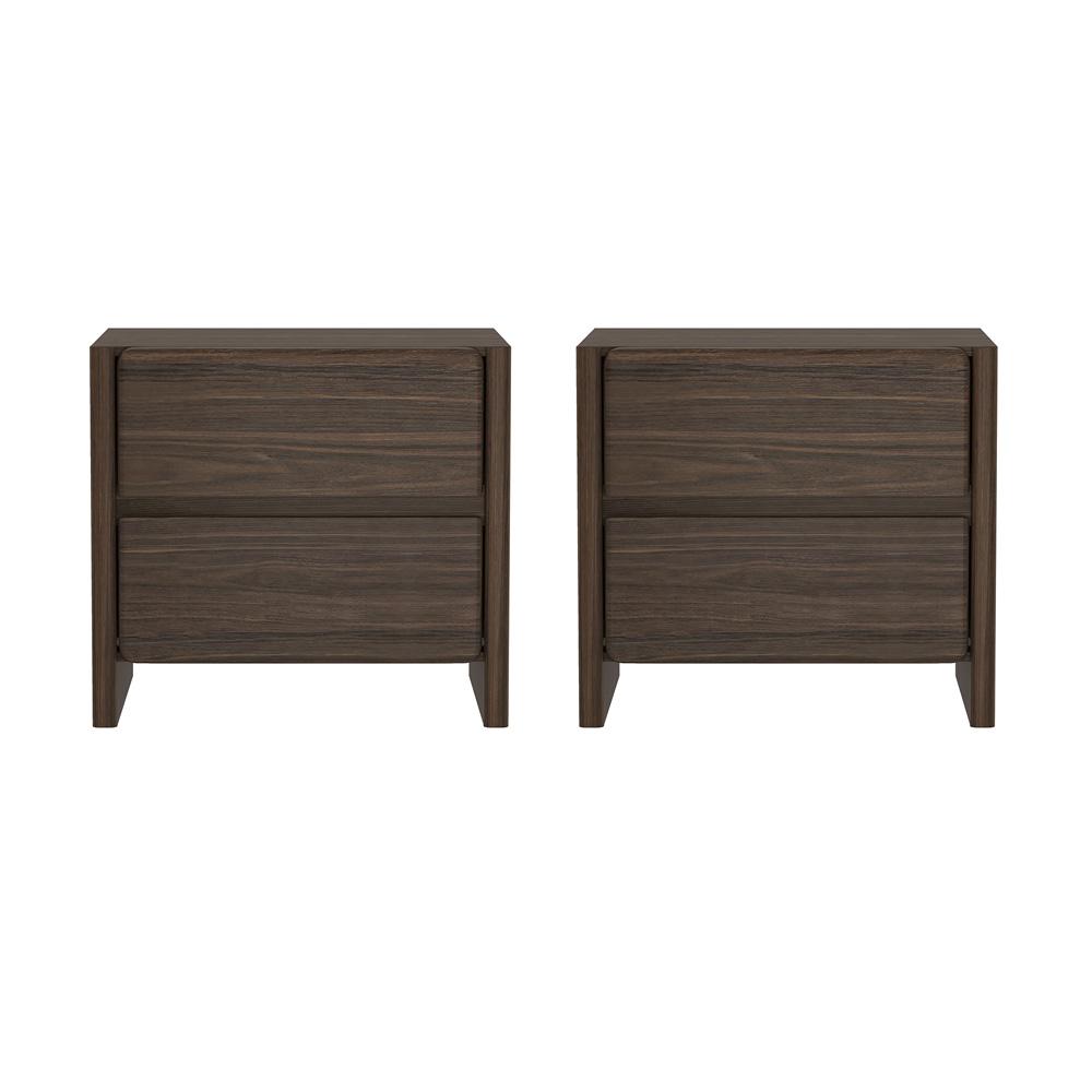 Manhattan Comfort - Linda 24in Nightstand in Walnut Brown (2-Drawer) - Set of 2 - 2-NS015-BR veiw 1