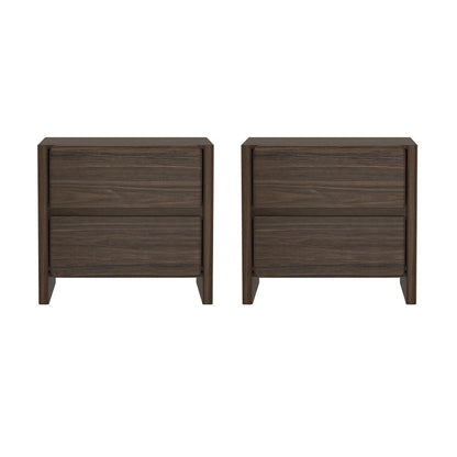 Manhattan Comfort - Linda 24in Nightstand in Walnut Brown (2-Drawer) - Set of 2 - 2-NS015-BR veiw 1