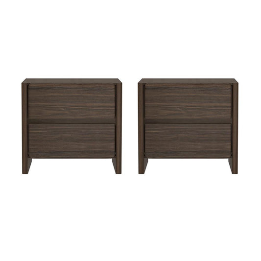 Manhattan Comfort - Linda 24in Nightstand in Walnut Brown (2-Drawer) - Set of 2 - 2-NS015-BR veiw 1