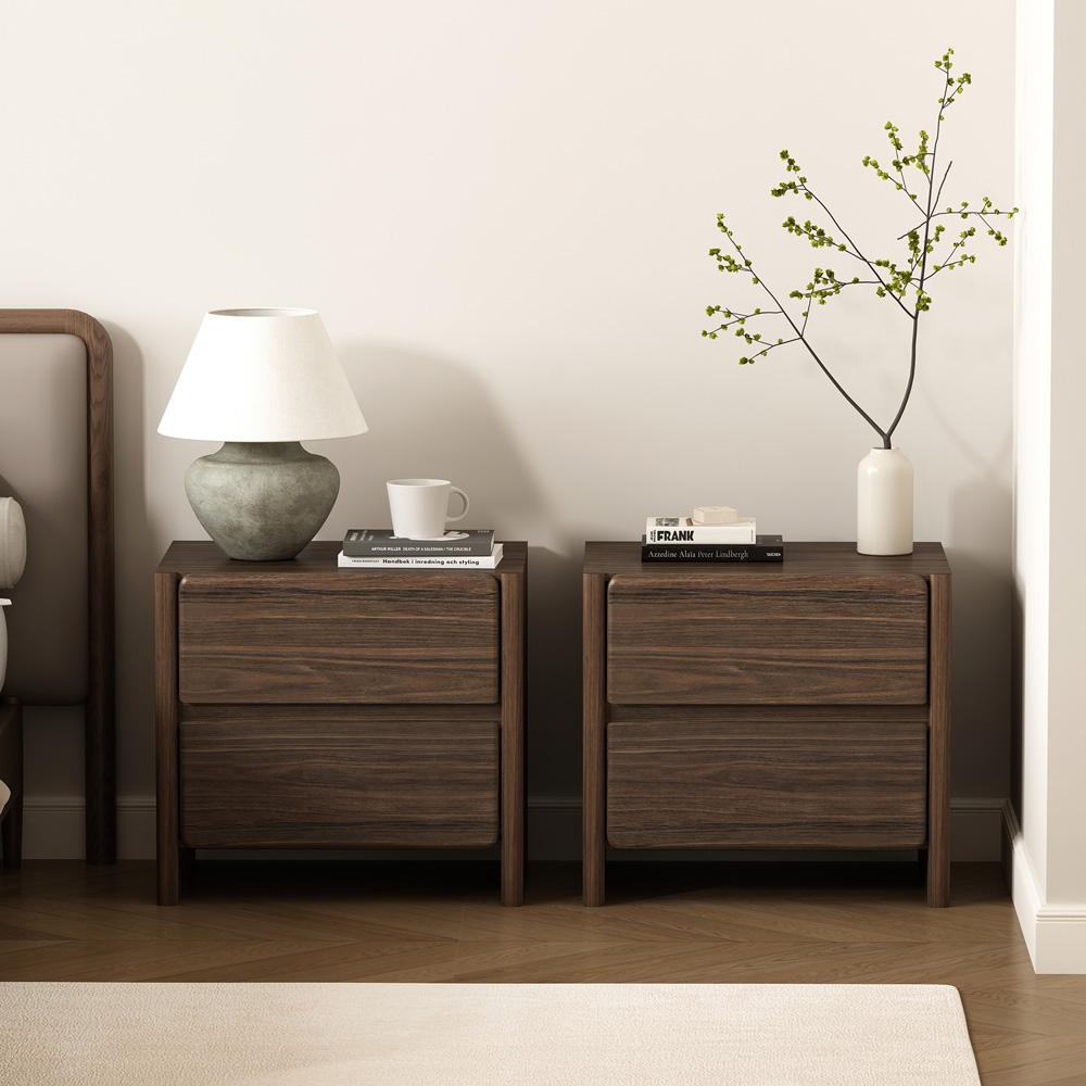 Manhattan Comfort - Linda 24in Nightstand in Walnut Brown (2-Drawer) - Set of 2 - 2-NS015-BR veiw 8