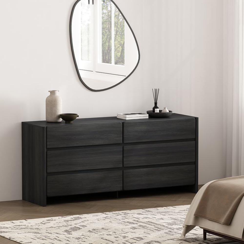 Manhattan Comfort - Linda 72in Double Wide Dresser in Charcoal Grey (6-Drawer) - DR011-GY veiw 8
