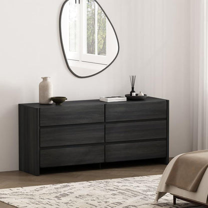 Manhattan Comfort - Linda 72in Double Wide Dresser in Charcoal Grey (6-Drawer) - DR011-GY veiw 8