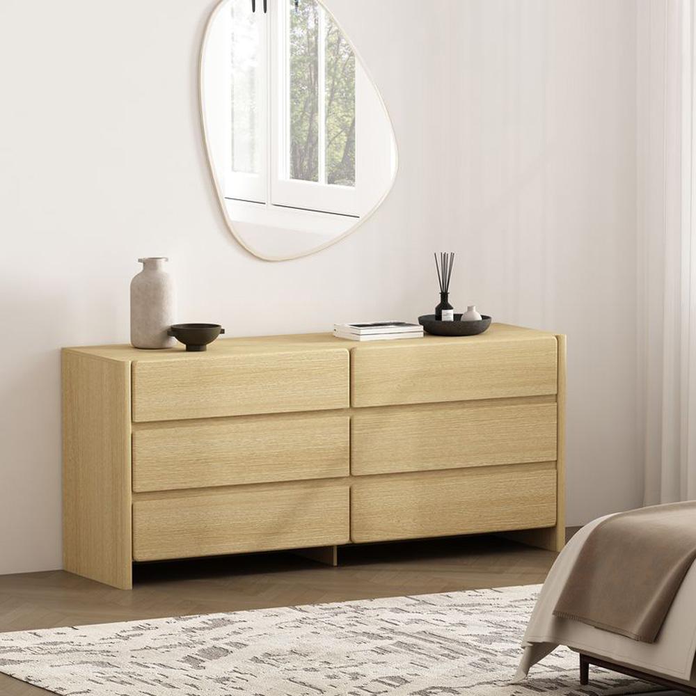 Manhattan Comfort - Linda 72in Double Wide Dresser in Natural Oak (6-Drawer) - DR011-NA veiw 8