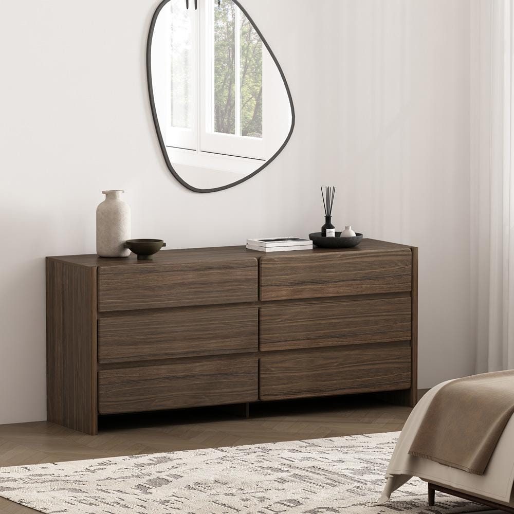 Manhattan Comfort - Linda 72in Double Wide Dresser in Walnut Brown (6-Drawer) - DR011-BR veiw 8