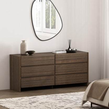 Manhattan Comfort - Linda 72in Double Wide Dresser in Walnut Brown (6-Drawer) - DR011-BR veiw 8