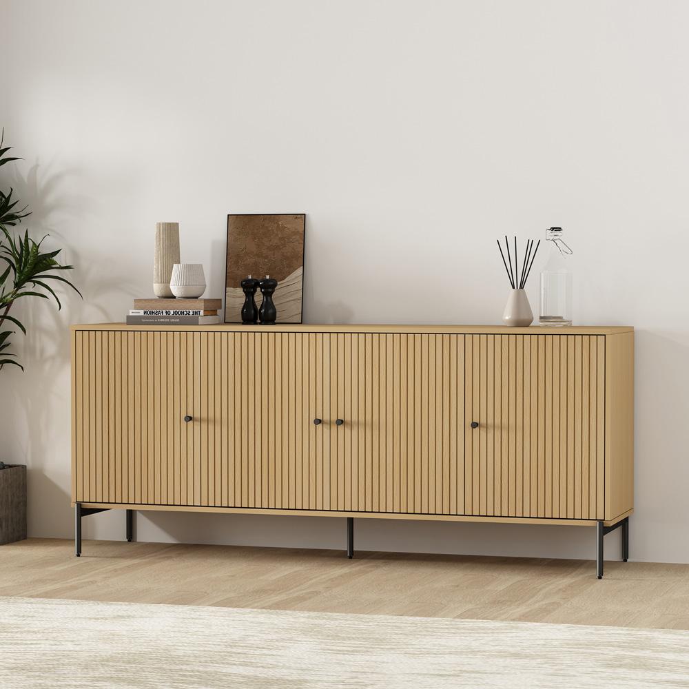 Manhattan Comfort - Magnolia Sideboard with 8 Adjustable Shelves in Natural Oak - SB004-NA veiw 10