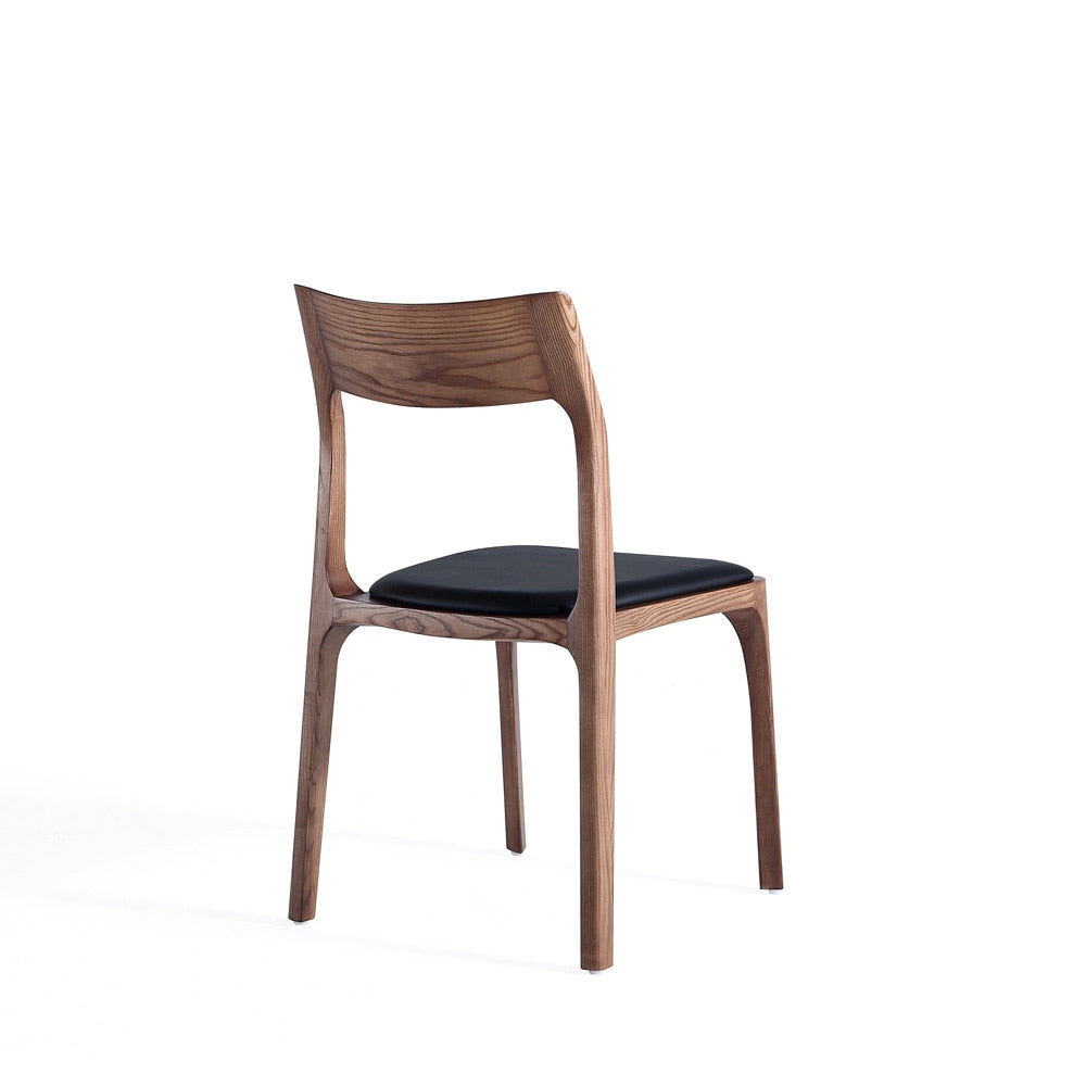 Manhattan Comfort - Moderno Leatherette Dining Chair with Ash Wood Legs in Walnut and Black - Set of 4 - 2-DC070-BK veiw 3