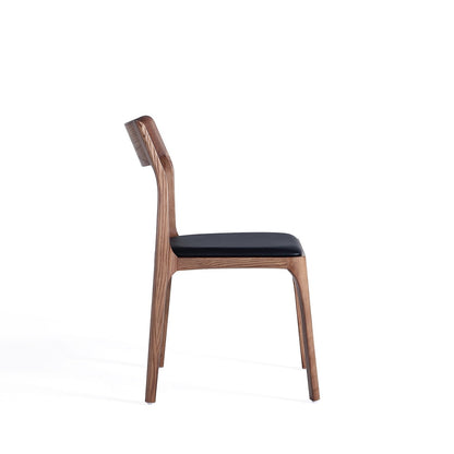 Manhattan Comfort - Moderno Leatherette Dining Chair with Ash Wood Legs in Walnut and Black - Set of 4 - 2-DC070-BK veiw 4