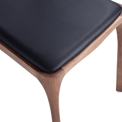 Manhattan Comfort - Moderno Leatherette Dining Chair with Ash Wood Legs in Walnut and Black - Set of 4 - 2-DC070-BK veiw 8