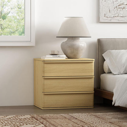 Manhattan Comfort - Molly Nightstand with 3 Drawers in Natural Oak - NS008-NO veiw 8