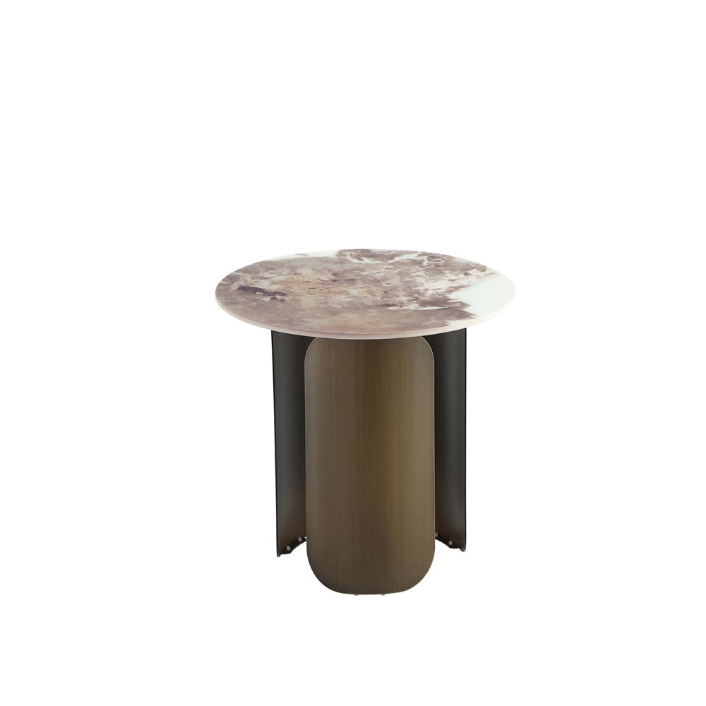 Manhattan Comfort - Monica End Table with Stainless Steel Legs in Gold - ET009 veiw 3