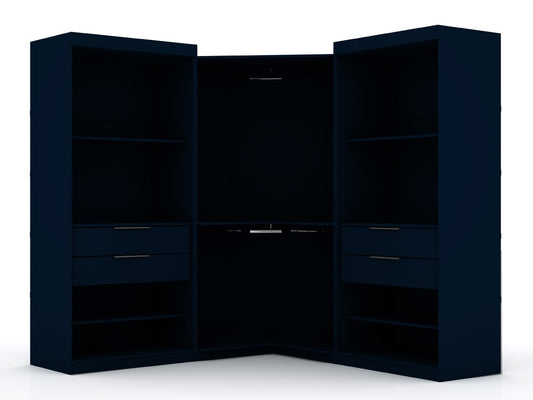 Manhattan Comfort - Mulberry Closet with 4 Closet Drawers in Tatiana Midnight Blue - Set of 3 - 111GMC4 veiw 1