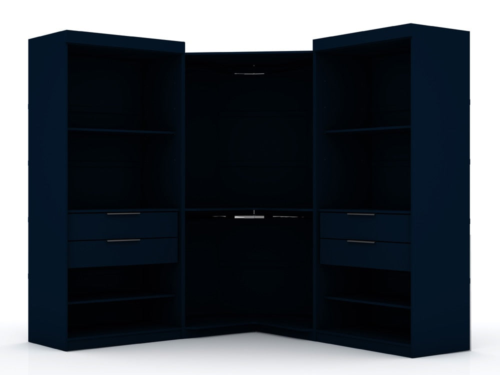 Manhattan Comfort - Mulberry Closet with 4 Closet Drawers in Tatiana Midnight Blue - Set of 3 - 111GMC4