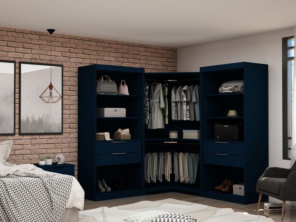 Manhattan Comfort - Mulberry Closet with 4 Closet Drawers in Tatiana Midnight Blue - Set of 3 - 111GMC4 veiw 7