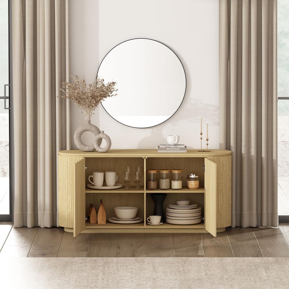 Manhattan Comfort - Olivia 60 Sideboard with 4 Adjustable Shelves in Natural Oak - SB007-NO veiw 9