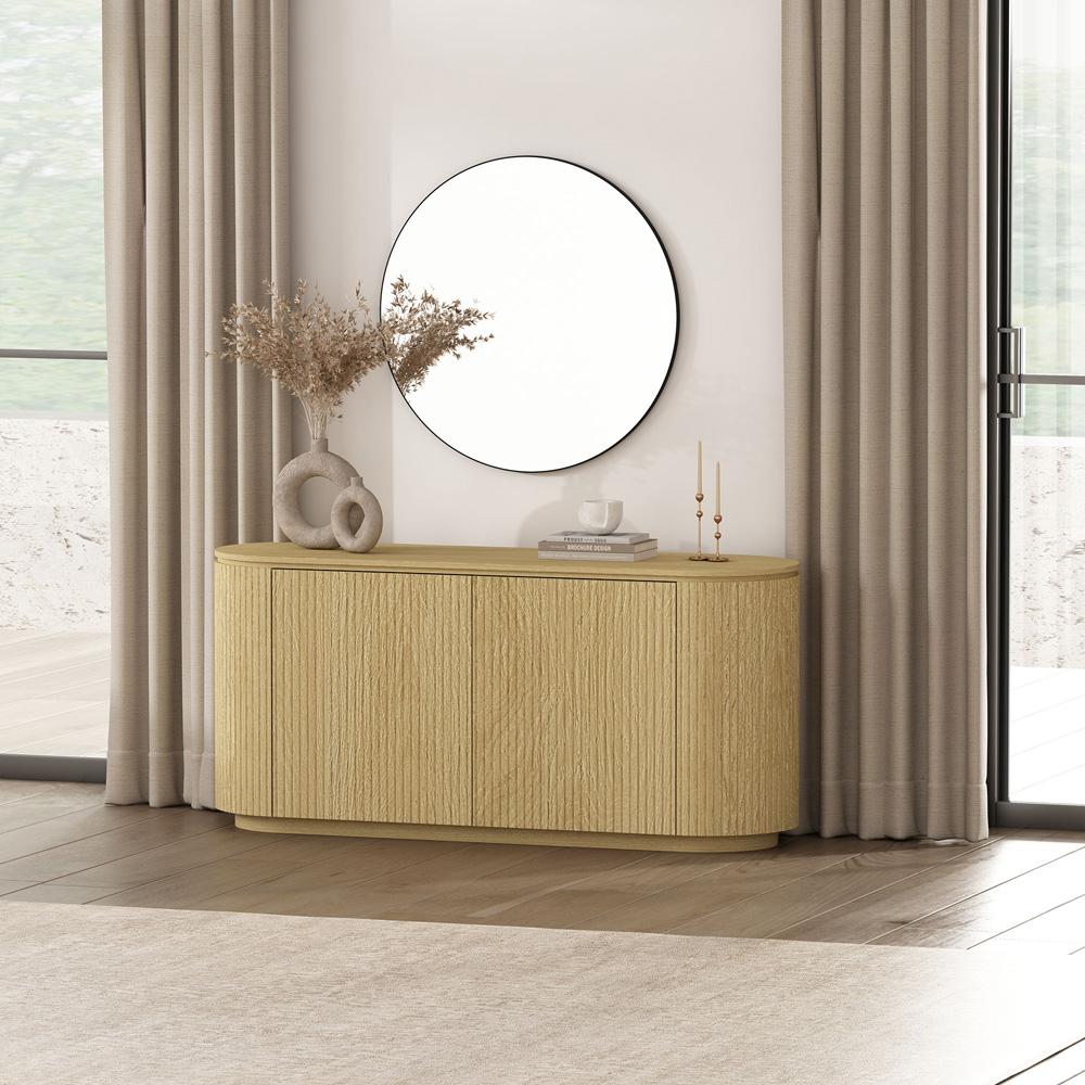Manhattan Comfort - Olivia 60 Sideboard with 4 Adjustable Shelves in Natural Oak - SB007-NO veiw 10
