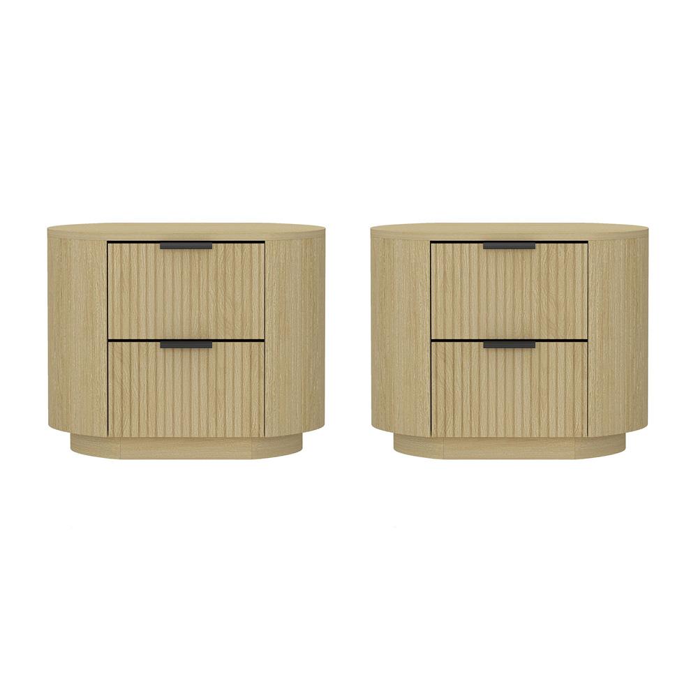 Manhattan Comfort - Olivia Nightstand in Natural Oak and Black - Set of 2 - 2-NS010-NO veiw 1