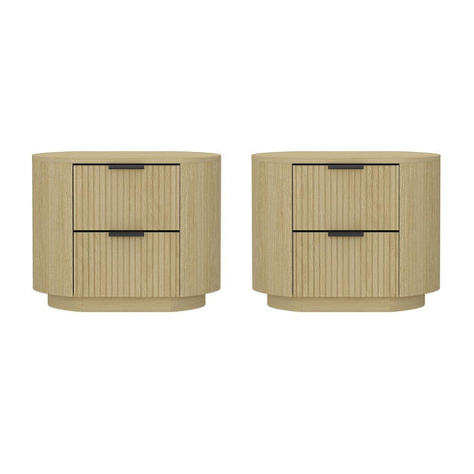 Manhattan Comfort - Olivia Nightstand in Natural Oak and Black - Set of 2 - 2-NS010-NO veiw 1