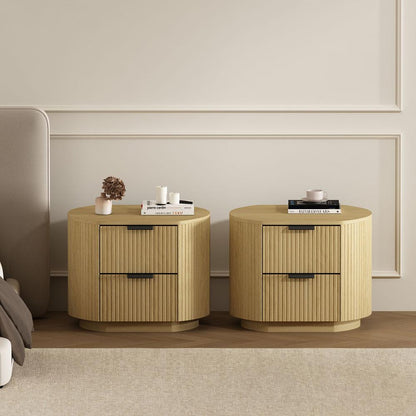 Manhattan Comfort - Olivia Nightstand in Natural Oak and Black - Set of 2 - 2-NS010-NO veiw 8