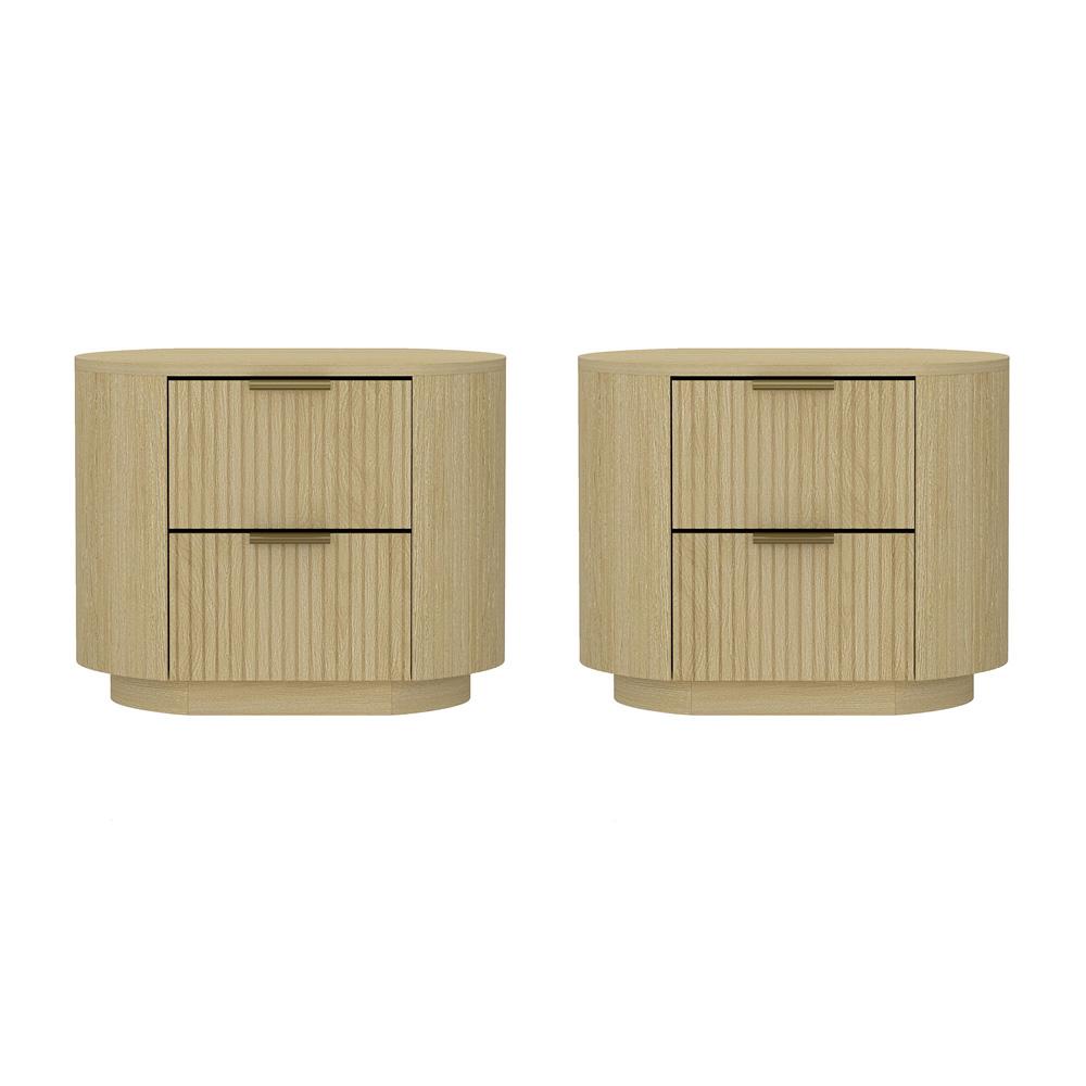 Manhattan Comfort - Olivia Nightstand in Natural Oak and Gold - Set of 2 - 2-NS010-GNO veiw 1