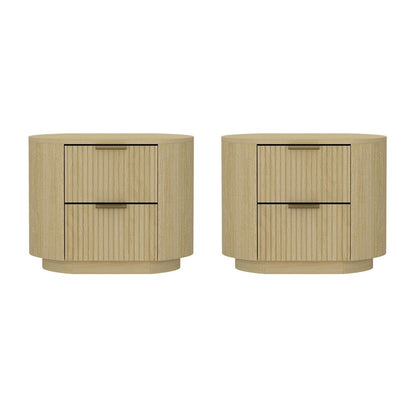 Manhattan Comfort - Olivia Nightstand in Natural Oak and Gold - Set of 2 - 2-NS010-GNO veiw 1