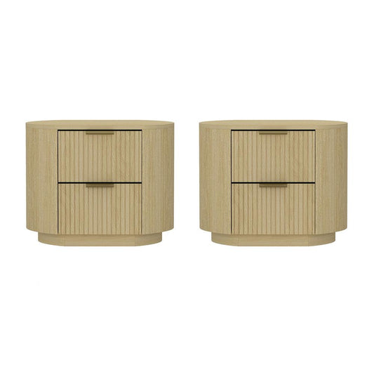 Manhattan Comfort - Olivia Nightstand in Natural Oak and Gold - Set of 2 - 2-NS010-GNO veiw 1