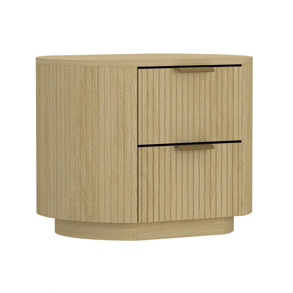 Manhattan Comfort - Olivia Nightstand in Natural Oak and Gold - Set of 2 - 2-NS010-GNO veiw 3