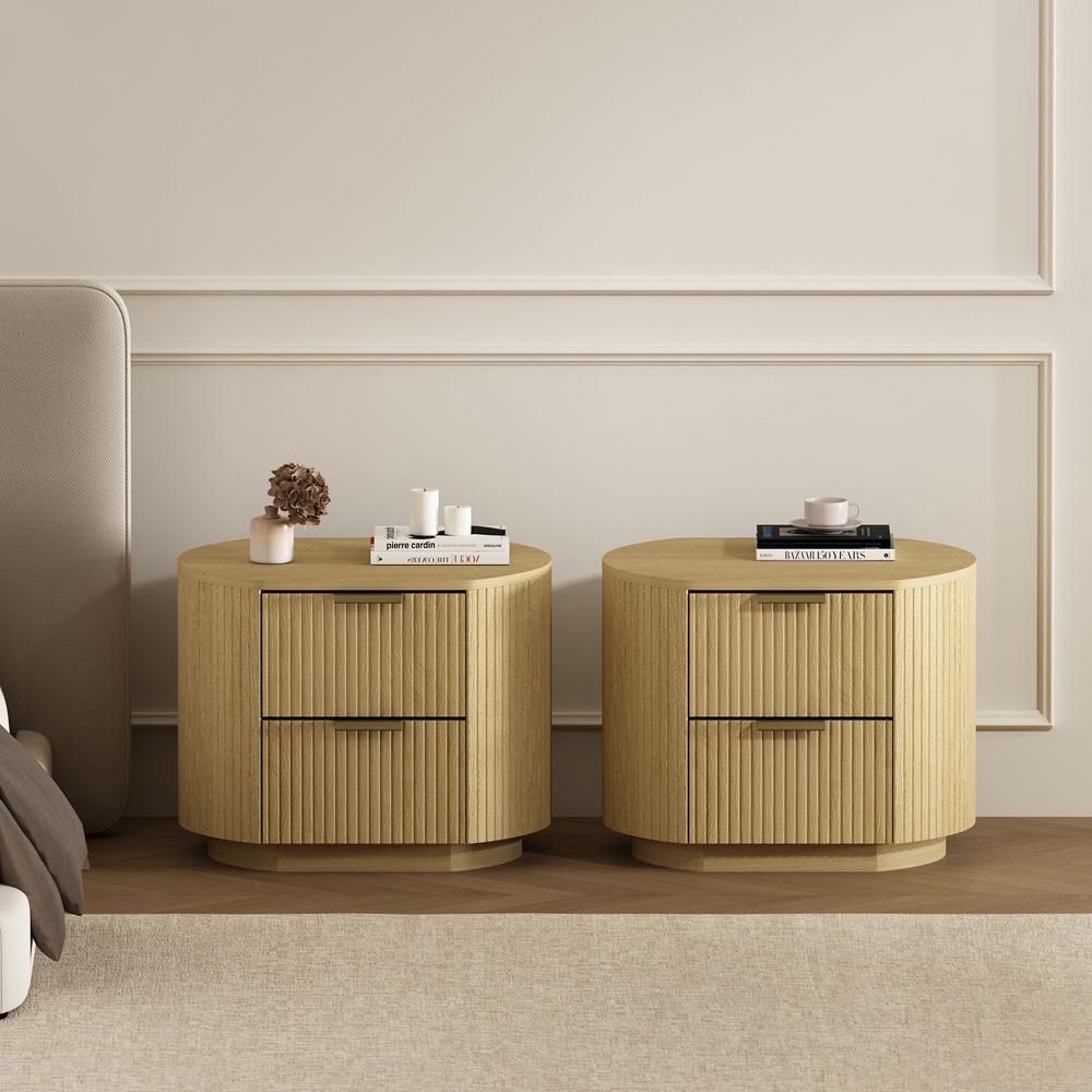 Manhattan Comfort - Olivia Nightstand in Natural Oak and Gold - Set of 2 - 2-NS010-GNO veiw 8