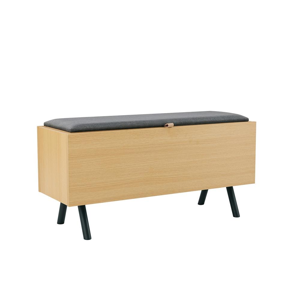 Manhattan Comfort - Paloma 100% Polyester Linen Weave Accent Storage Bench in Natural Oak - AF002-NA veiw 1