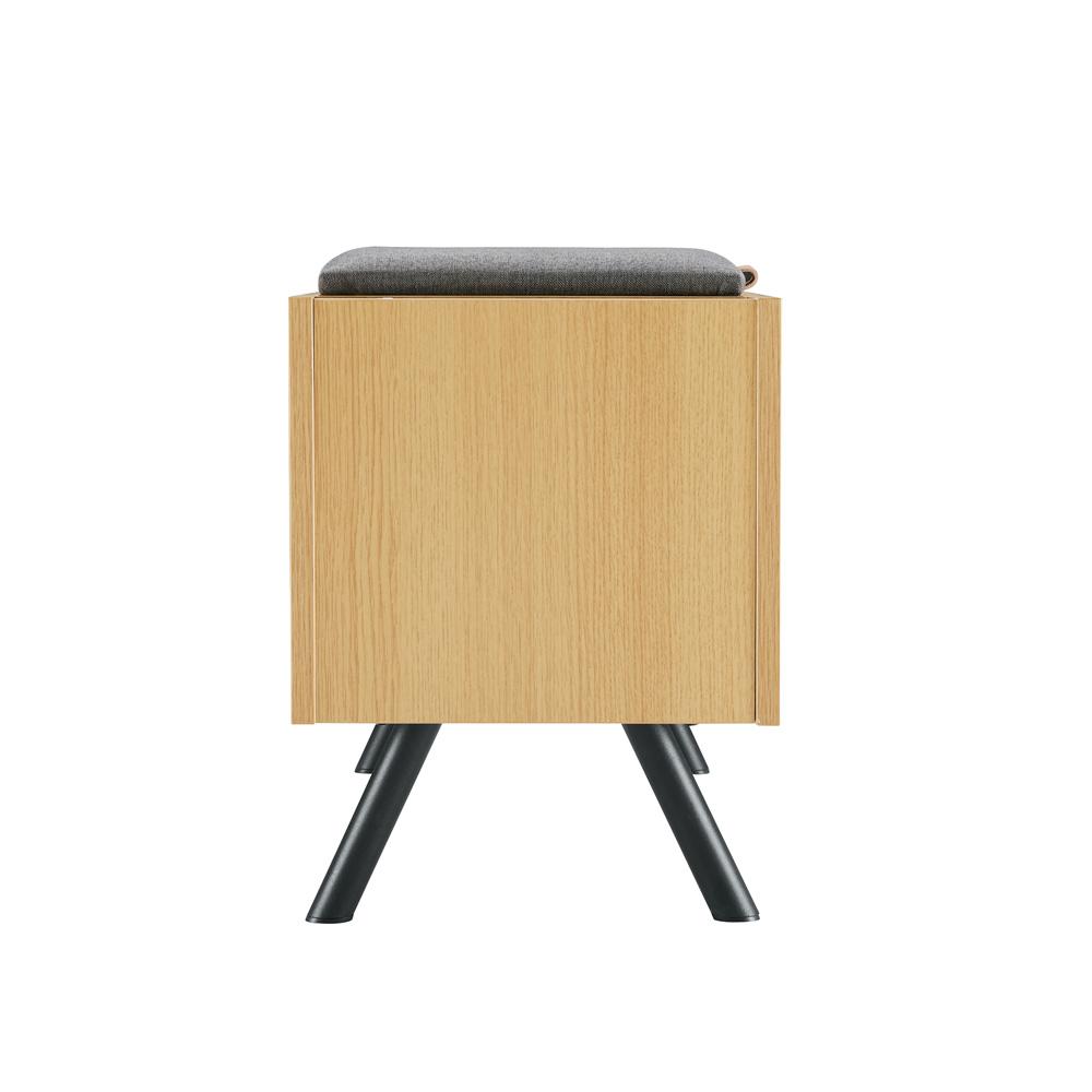 Manhattan Comfort - Paloma 100% Polyester Linen Weave Accent Storage Bench in Natural Oak - AF002-NA veiw 5