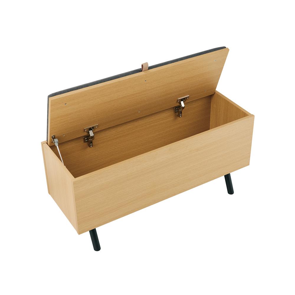 Manhattan Comfort - Paloma 100% Polyester Linen Weave Accent Storage Bench in Natural Oak - AF002-NA veiw 6