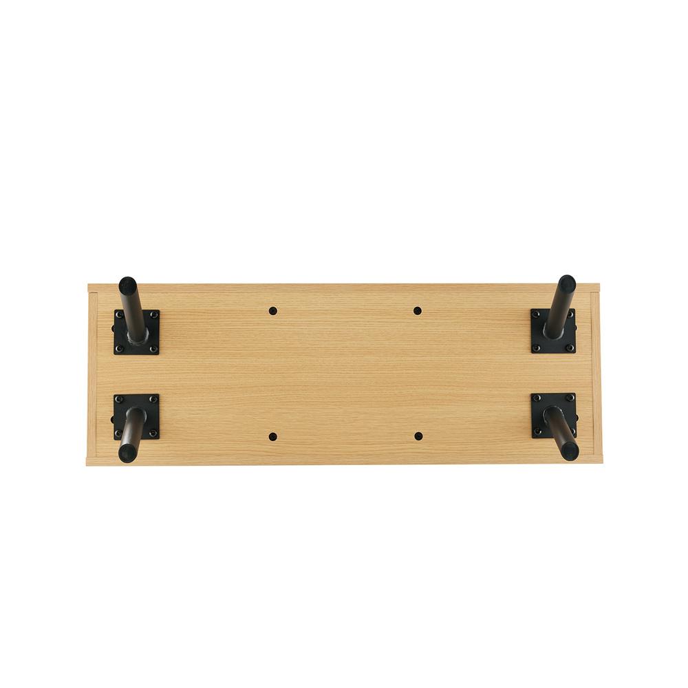 Manhattan Comfort - Paloma 100% Polyester Linen Weave Accent Storage Bench in Natural Oak - AF002-NA veiw 7