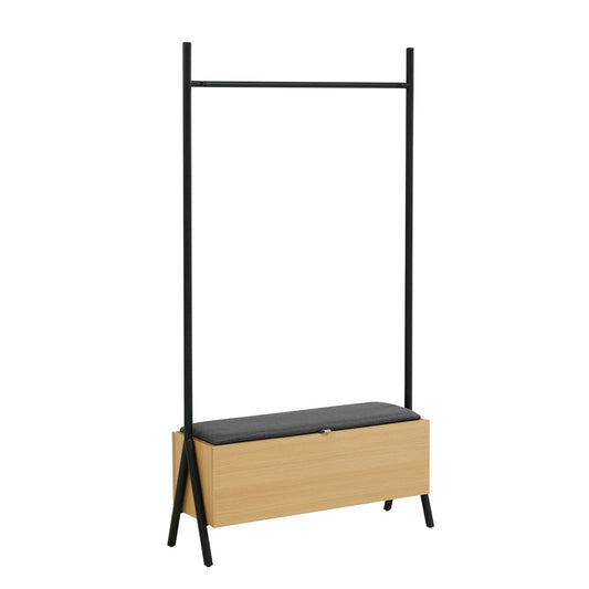 Manhattan Comfort - Paloma 100% Polyester Linen Weave Open Hanging Closet in Natural Oak - WC004-NA veiw 1