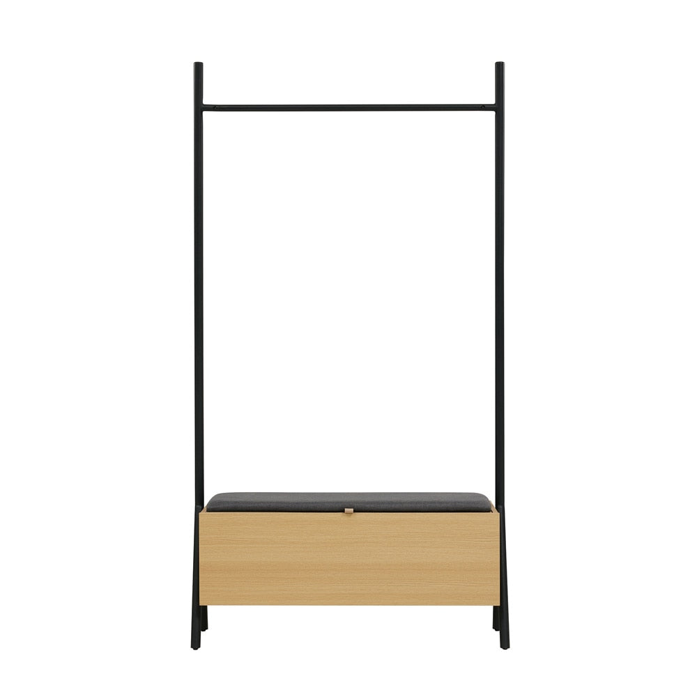 Manhattan Comfort - Paloma 100% Polyester Linen Weave Open Hanging Closet in Natural Oak - WC004-NA veiw 2