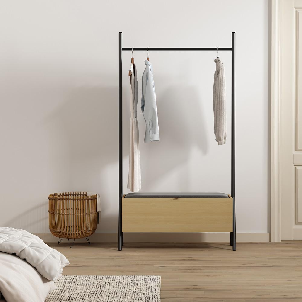 Manhattan Comfort - Paloma 100% Polyester Linen Weave Open Hanging Closet in Natural Oak - WC004-NA veiw 8