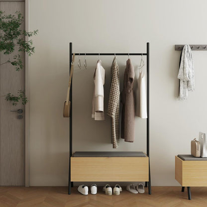 Manhattan Comfort - Paloma 100% Polyester Linen Weave Open Hanging Closet in Natural Oak - WC004-NA veiw 9
